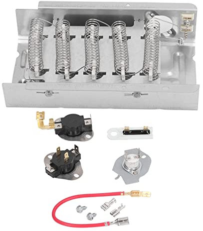 Elemento Calefactor para Secadora, OEM:279838 Elemento Calefactor + Termostato 3977393 Wp3387134 + Fusible 3977767 Wp3392519 Recambio Original, para W.Hirlpool Y K.Enmore (5400W, 240V)