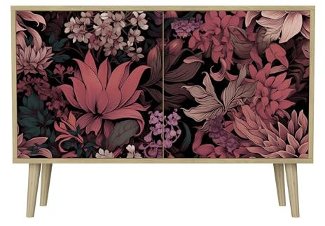 HEALANCY Komodenschrank - Kommode mit 2 Türen- Flurkommode- Schrank - Highboard - Kleiderschrank Möbel - Wohnzimmer Schlafzimmer Esszimmer Flur - Sideboard- Riva-Eiche