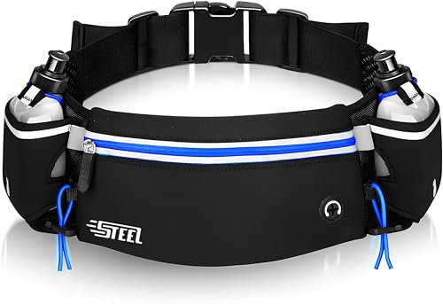 Ceinture Running Hydratation Course a Pied, Sac Banane Porte Gourde, Bouteille accessoires Etanche Réfléchissant pour Trail Jogging Footing Randonnée Vélo, Cadeau Homme Femme Smartphone iPhone Samsung