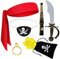 Orgoue 7Stück Piratenkostüm Kinder, Augenklappe Pirat Piraten Kostüm Kinder Piraten Bandana Stirnband Augenklappe Fernglas Für Karneval (Fashion)