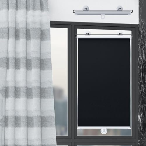 Saugnapf Verdunklungsrollo Für Fenster 30cm 35cm 40cm 50cm 58cm 60cm 68cm Breit,Einziehbare Sonnenschutzrollos,Verdunkelungsvorhänge,Tragbare Temporäre Jalousien,Ohne Bohren,W×H-30 * 100cm(12 * 39in)