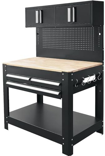 kaiserkraft | Werkbank mit Lochrückwand | 3 Schubladen | 2 Schränke | Breite 1140 mm