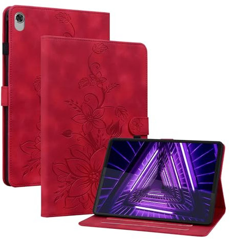 Rosbtib Custodia Lenovo Tab M10 FHD Plus (TB-X606F TB-X606X) / K10 (TB-X6C6L), Slim Fit Folio Pieghevole Cover con Slot per schede Chiusura Magnetica Cover Lenovo Tab M10 Plus 10,3, Gigli Rossi