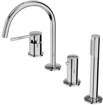 Lavita Orion 4-Loch Badewannenarmatur in Chrom Wannenbatterie Wasserhahn Bad Luxuriöses Design Armatur