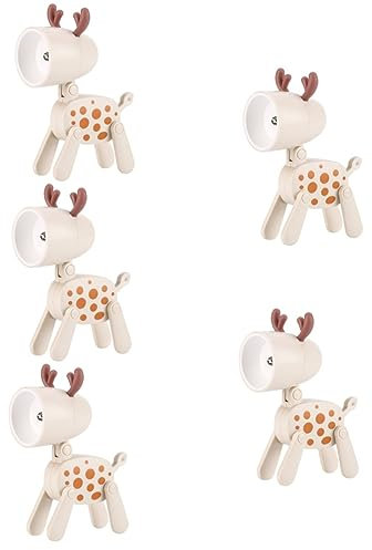 HOMSFOU 5 Stück Cartoon Hirsch Nachtlicht Für Kinderzimmer Verstellbare Led Nachtlampe Warmes Licht Tischlampe Für Schlafzimmer Weihnachts- Und Geburtstagsdekoration