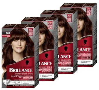 Brillance Intensiv-Color-Creme 869 Kastanienbraun (4x 170 ml), dauerhafte Haarfarbe mit Diamant-Glanz und Pflege-Conditioner, Coloration für 10 Wochen Farbintensität und 100% Grauabdeckung