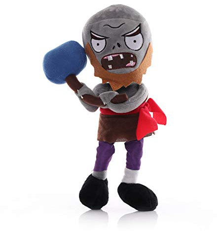 iFii Profession PVZ Zombie Plush 30cm, Cute Plants Vs Zombies Plushies Officer/Businessman/Farmer/Thief/Knight Zombie Cosplay Stuffed Animal Doll Gift for Fans (Hammer zombie)
