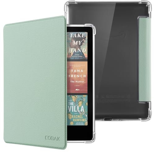 CoBak Case for 7 All-New Kindle Paperwhite(12th Generation 2024) and Kindle Colorsoft Signature Edition - All New PU Cover and Clear Soft Silicone Back Cover with Auto Sleep/Wake, Agave Green