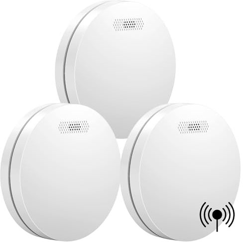 Aroha Link Detector de Calor/Humo Interconectado - Batería de 10 Años - Alarma de Incendios, Sensor de Humo para Casa - 3 Piezas