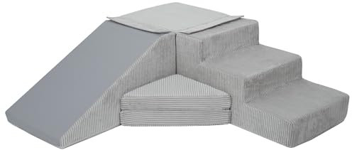 Velinda Lot de 4 Grands Blocs de Construction en Mousse - Blocs de Construction - Ensemble de Toboggan (Couleur : Gris (Corde))