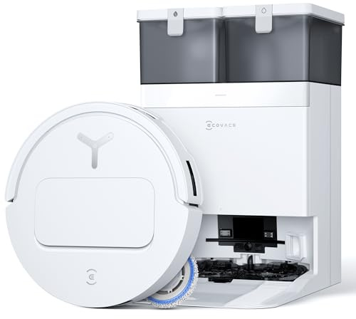 ECOVACS DEEBOT T50 PRO Omni Robot Vacuum and Mop, 3.19” Ultra-Slim, 15,000Pa Suction, ZeroTangle 2.0, TruEdge Edge Cleaning, AIVI 3D Obstacle Avoidance, Auto Mop Wash & Dry, Self-Emptying,White
