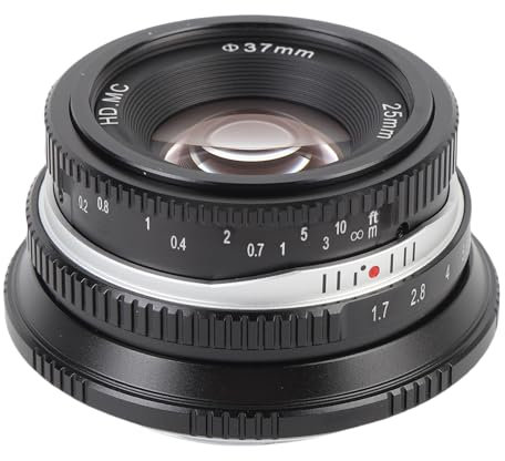 25mm F1.7 APS C Large Aperture NEX Mount E Mount Lens, Manual Focus Lens Compatible with A6400 A6500 A6600 10 1 A7II A73 Camera (Black)