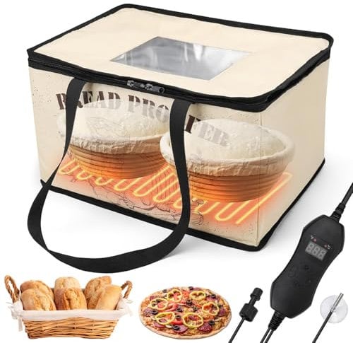 Kensbro Brot Gärbox Sauerteig, 30L Faltbare Teiggärbox Einstellbare Temperatur und Timer, Heizung Bread Gärschrank mit Deckel für Zuhause, Brot, Pizza, Joghurt, Reiswein