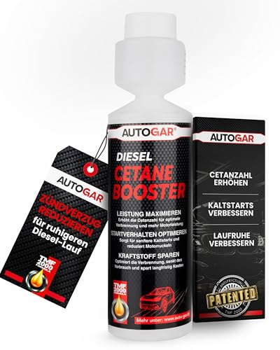 AUTOGAR® Diesel Cetane Booster 250ml I Cetan Booster: Cetanzahl erhöhen, Zündwilligkeit verbessern I Kaltstart & ruhiger Lauf I für 4–6 Anwendungen I für Common-Rail, Pumpe-Düse & Turbodiesel