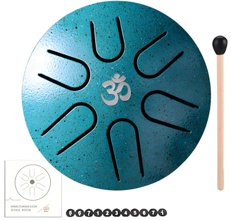 6 Töne Stahlzungentrommel Regentrommel 7,6 cm Reed Drum Musikinstrument-Set für Meditation Yoga Konzert