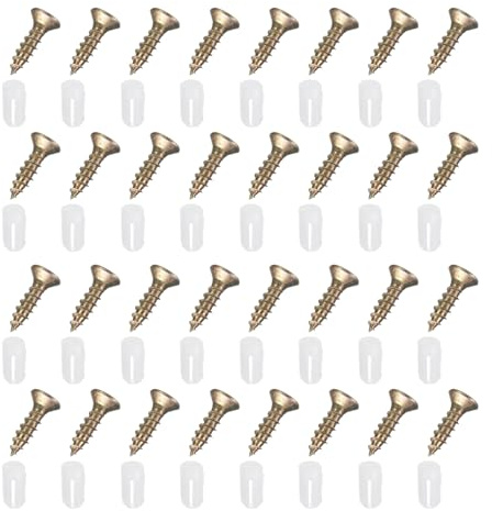 QUARKZMAN 50Pcs 5.2x12mm Chevilles Plastique Pour Charnière Avec Vis Auto-Taraudeuses M4 Pour Meubles Armoires Portes, Blanc