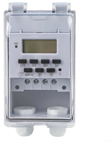 Glomc 220V Waterproof Programmable Timer Switch With Waterproof Transparent Cover And Key Lock For Outdoor Indoor Christmas/Light/Fountain Aerator