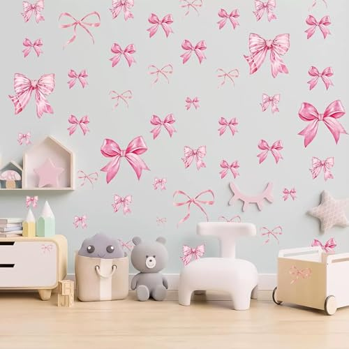 Bow Aesthetic Wall Stickers Decor Wallpaper for Decoration DIY Living Room,Bedroom,Glass Doors Windows,Kitchen,Bathroom,8 Sheets Bowknot Art Design Wall Decals for Adults