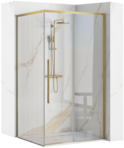 REA SOLAR CABINE DE DOUCHE 90X90 OR BROSSÉ CABINE DE DOUCHE AVEC RECEVEUR DE DOUCHE SAVOY BLANC