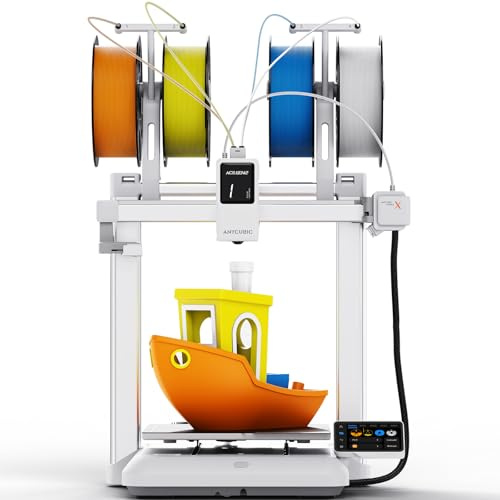 Anycubic Kobra X 3D Drucker, 600 mm/s Schnelles Drucken | Adaptive Extrusionskraft Druck von weichem und hartem Filament, Intelligentes Drucken, 4 Farbdruck für Anfänger