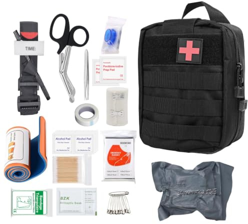 Första Hjälpen-paket Outdoor – Komplett Taktiskt Första Hjälpen-kit, Trauma-kit för Camping, Vandring, Jakt, Resa, Bil och Hem