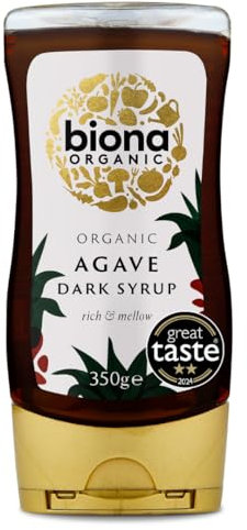 Biona Organic Dark Agave Syrup 350g, Pack of 3 - Great Taste Award 2024 Winner - Rick & Mellow Flavour - Organic & Vegan