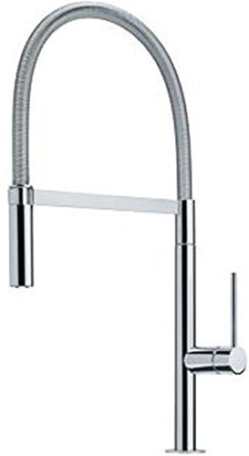 Franke Lounge Küchen-/ Hochdruckarmatur Einhebelmischer Zugauslauf mit Brausefunktion massive Edelstahlgehäuse, 115.0177.706