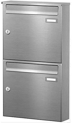Max Knobloch Aufputz-Briefkastenanlage Express Box RI244 Edelstahl, Größe:2 Briefkästen (vertikal)
