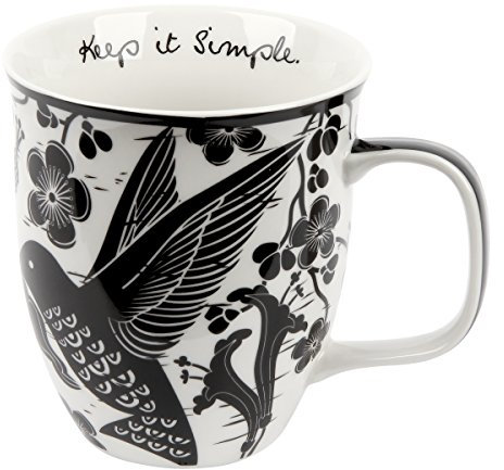 Karma Gifts 473.6 g Black and White Boho Mug Hummingbird - Cute Coffee and Tea Mug - Ceramic Coffee Mugs for Women and Men, 1 Count (Pack of 1)