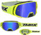 TWO-X Cross-Brille - Motocross-Brille mit verspiegeltem blauen Glas - Motorrad-Brille - Enduro & Downhill - Schutz-Brille - Modell Rocket - Neongelb