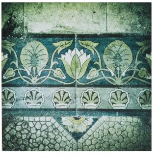 Jugendstil, Fußboden, Fliese, lost place, verlassenes Haus, Villa, marode, Foto auf Holz, 10 x 10 cm