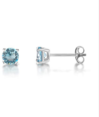 inSCINTILLE Lucciole Orecchini Punto Luce in Argento 925 Rodiato con Zirconia Cubica (Azzurro, 0.40 cm)