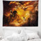 ABAKUHAUS Modern Wandteppich, mit einem Ritter auf einem Pferd Schloss Mystic Art Print, aus Weiches Mikrofaser Stoff Wand Dekoration Für Schlafzimmer, 150 x 110 cm, Schwarz und Ringelblume