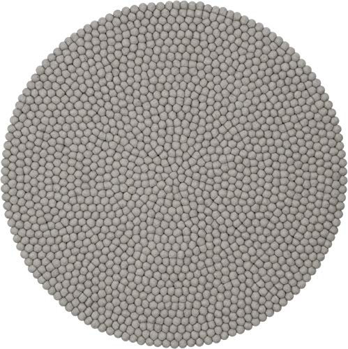 myfelt Luis Filzkugelteppich — Ø 50 cm, ideal für Schlaf-, Wohn-, Kinderzimmer, Flur & Bad, Grau