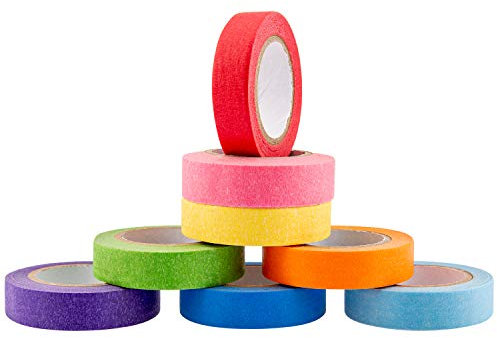 AIEX Buntes Masking Tape, Regenbogenband, bunt, beschreibbar, für Handarbeit, Basteln, Farbcode (15 mm)