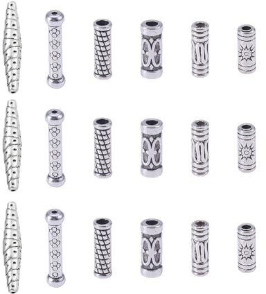 NBEADS 1 Box 120 Stück Vintage Alloy Tube Spacer Beads, Tibetischen Stil Metallsäule Lose Perlen DIY Crafting Connector Zubehör Für Armband Halskette Schmuckherstellung, Antik Silber Farbe