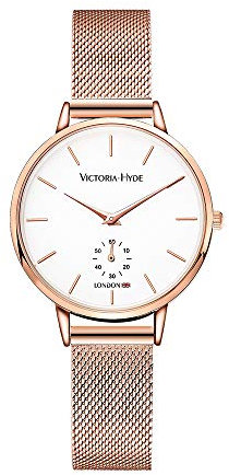 VICTORIA HYDE Damen Uhr Minimalist Armbanduhr Analog Quarz Schlicht Damenuhr mit Edelstahl Mesh-Armband