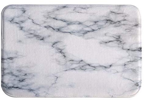 A.Monamour rutschfest Saugfähig Waschbar Badematte Weißer Marmor Beschaffenheit Hintergrund Weich Flanell Badezimmerteppich Badteppich Badvorleger Badewanne Dusche Duschvorleger