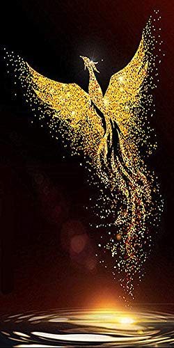 RAILONCH DIY 5D Golden Phoenix Diamant Painting für Erwachsene, voller Bohrer Strass Bilder Handwerk für Haus Wand Dekor (50x100cm)