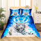 Tbrand Tiger Drucken Bettwäsche Set 155x220cm Wildtier Thema Bettbezug Set Blue Galaxy Betten Set Für Kinder Erwachsene Wildlife Safari Katzendruck Ultra weich Raumdekoration Reißverschluss