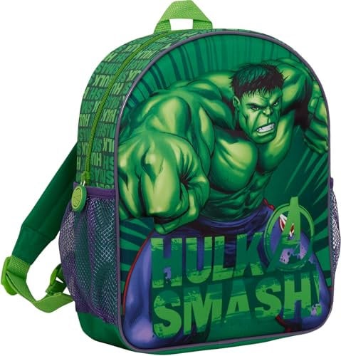 Marvel Sac à dos 3D incroyable Hulk pour enfants, pour l'école, le déjeuner, le voyage, Taille unique
