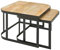 FineBuy Couchtisch 2er Set Mango Massivholz/Metall Wohnzimmertisch Braun, Industrial Satztisch Beistelltisch Metallbeine Schwarz, Tischset 2-teilig Satztisch Holz