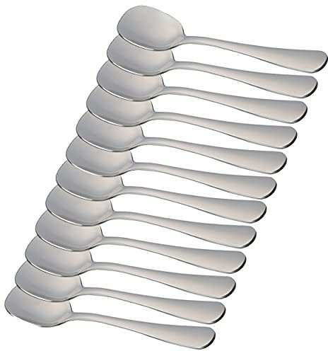 12 Cuillères à Crème Glacée 14,5 x 3 cm en Acier Inoxydable 18/0 Design Simple et Élégant