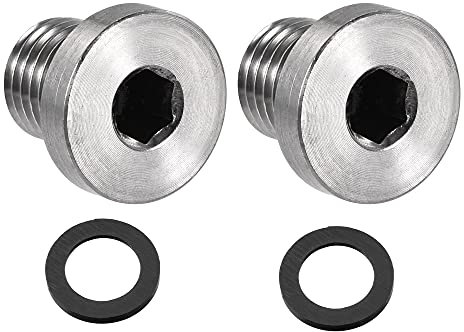 sourcing map Innensechskant-Rohrverschraubung aus Edelstahl, M12 x 1,5, mit Dichtungsring für Abschluss-Rohrenden, 2 Stück