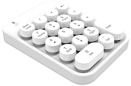 Pavé numérique sans fil pour ordinateur portable et ordinateur de bureau - Clavier de comptabilité pour ordinateur portable, tablette, ordinateur portable, PC, bureau et plus (Blanc)