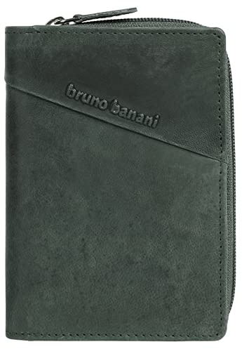 bruno banani Geldbörse Echt Leder Damen | Rindleder Brieftasche, Herren Geldbeutel, Herrenbörse mit Druckknopf, 9 Kartenfächer, Münzfach, Reißverschluss | 021338
