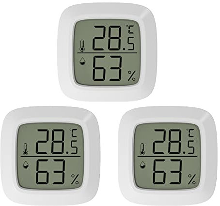 INRIGOROUS 3 x Mini-Hygrometer Thermometer Digitales Raumthermometer Temperaturthermometer Luftfeuchtigkeitsmesser mit LCD-Temperaturfeuchtigkeitsmesser für Gewächshaus, Babyzimmer, Zigarre