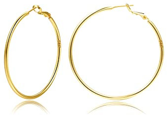 Creolen aus Sterling Silber,Gold Silber große Creolens für Damen 14 Karat echt Vergoldet Große Dünne Hypoallergen Kreis Endlose Creolen, 20/30/40/50/60/70 mm für Mädchen