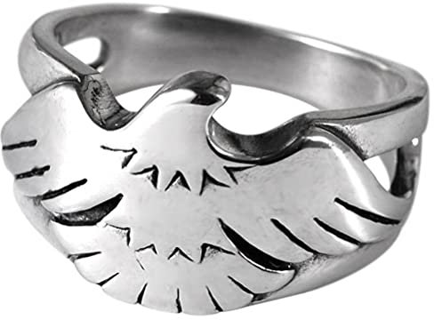 WEISHA Retro Ring S925 Sterling Silber Retro Thai Silber Stil Herren Silberring Adler Hip-Hop Ring1, 62mm