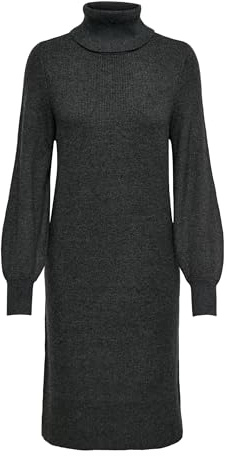 Bestseller A/S Women's Onlsasha L/S Roll Neck Dress Nca KNT Knitted, Dark Grey Blend, XS